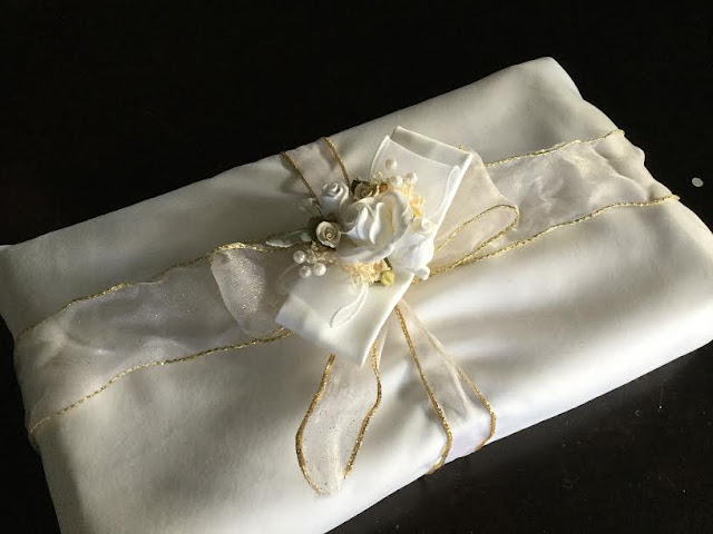 White and Gold fabric gift wrap