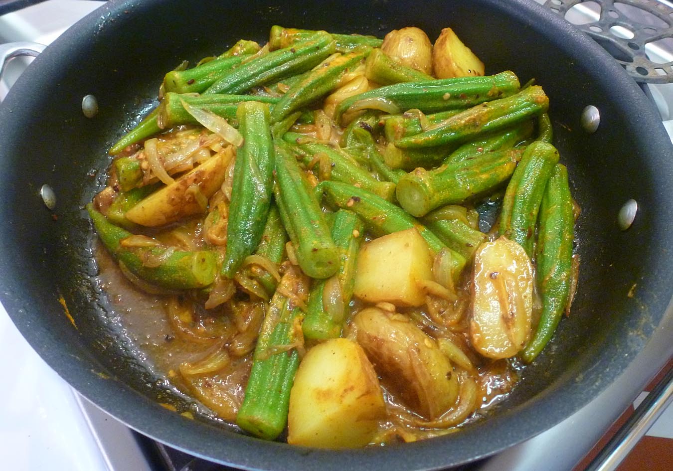 Living the life in SaintAignan Spicy panroasted okra with onions and