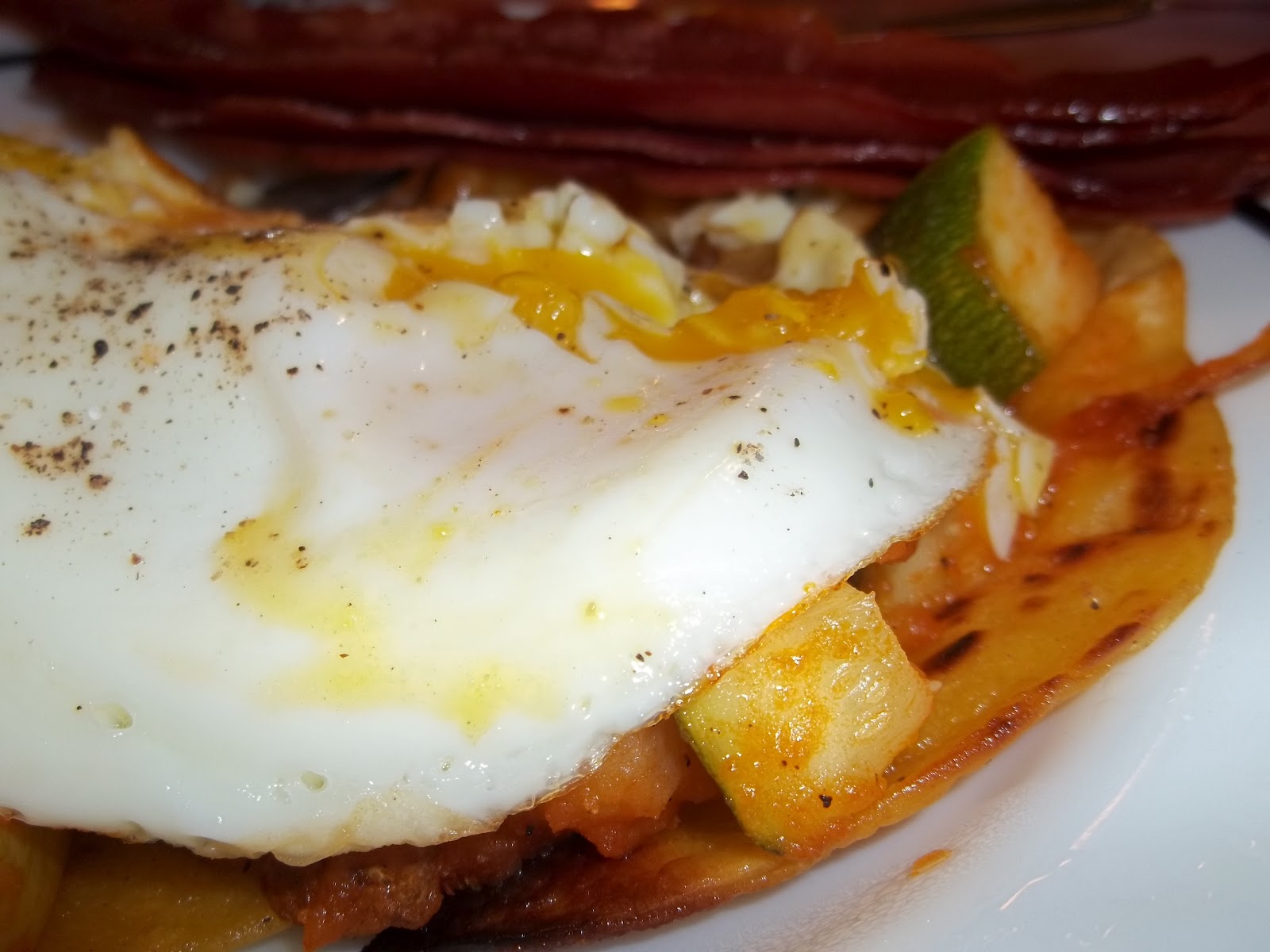 Baked Potato Veggie Hash with Eggs on a Corn Tortillas wwpp=8 for the