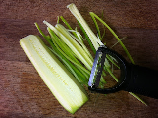 Zucchini shredded with a Julienne Peeler