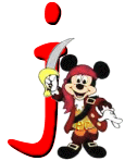 Alfabeto de Mickey Mouse en diferentes posturas y vestuarios j.
