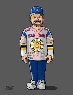 Boston Bruins  Red Sox, New England Patriots,  Celtics caricatures football fan cartoon   