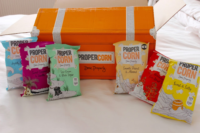 propercorn, Smooth Peanut & Almond, Fiery Worcester & Sun-Dried Tomato, Sweet Coconut & Vanilla, Sweet & Salty, Sour Cream & Black Pepper, Lightly Sea Salted, 
