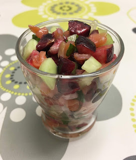 Tartar with salmon and cherries