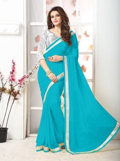 Best Selling Chiffon Embroidered Sarees With Blouse