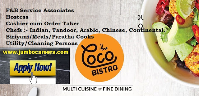 Coco Bistro Calicut jobs, Coco bistro calicut contact details, Latest Premium Multi-Cuisine Fine Dining in Calicut.