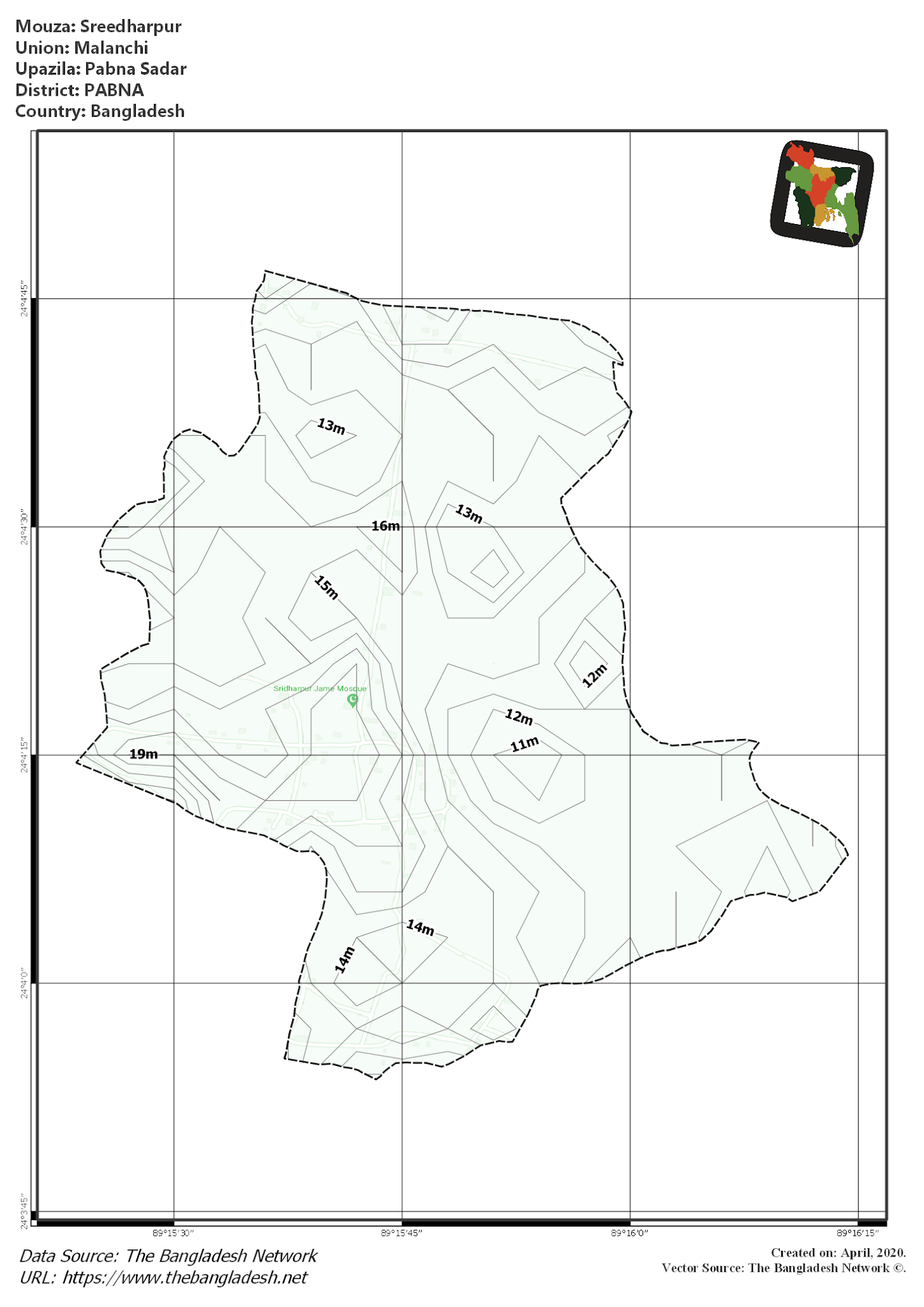 Map of Sreedharpur Mouza of Pabna Sadar Upazila, PABNA Map of Sreedharpur Mouza of Pabna Sadar Upazila, PABNA, Bangladesh.