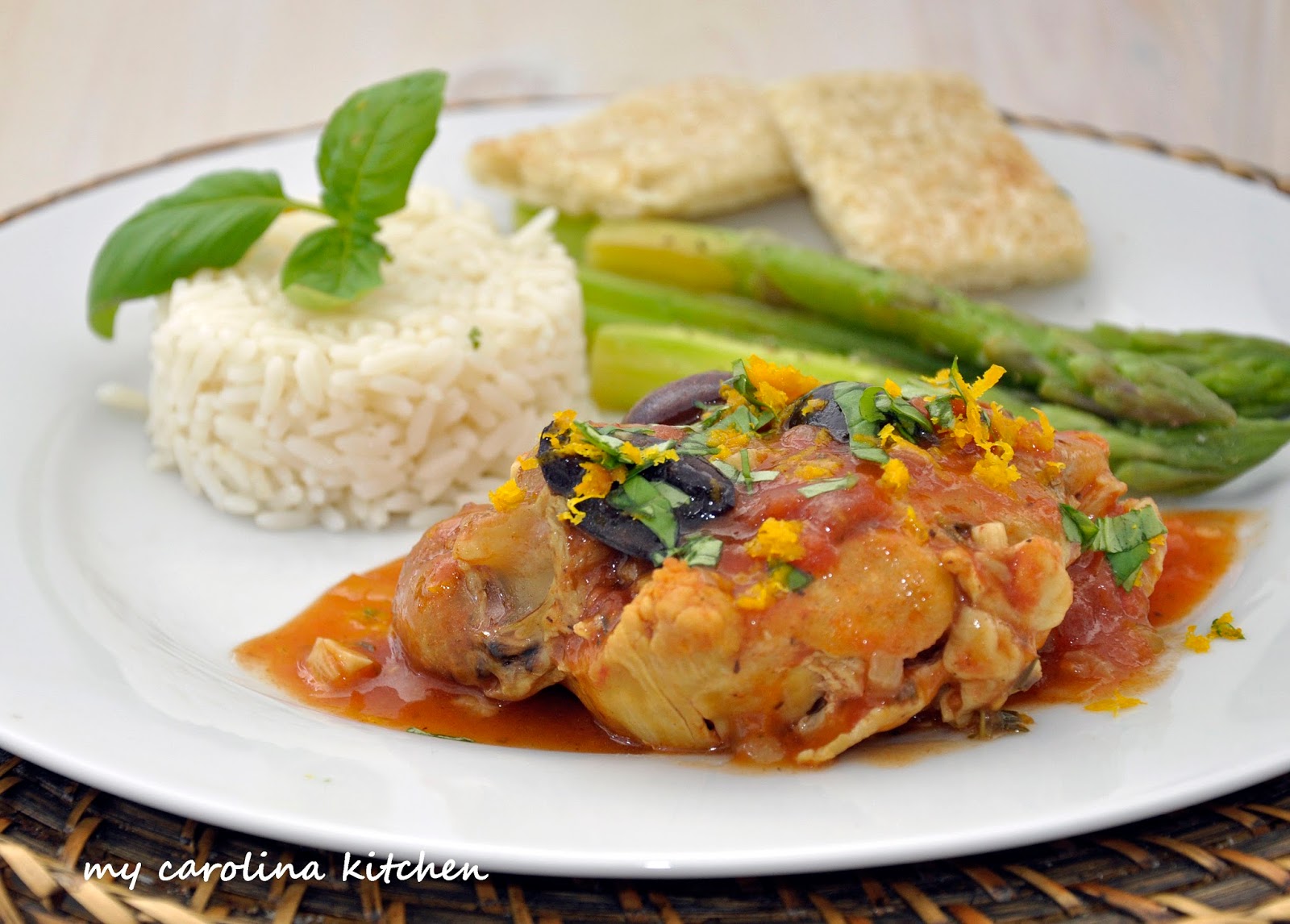 My Carolina Kitchen Chicken Provençal with Saffron, Orange, and Basil