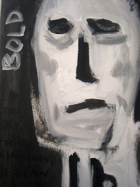 Cara blanca de hombre, fragmento de otra pintura titulada: I'm gonna try for the Kingdom, if I can, obra de EmeBeZeta, realizada en otoño de 2011.