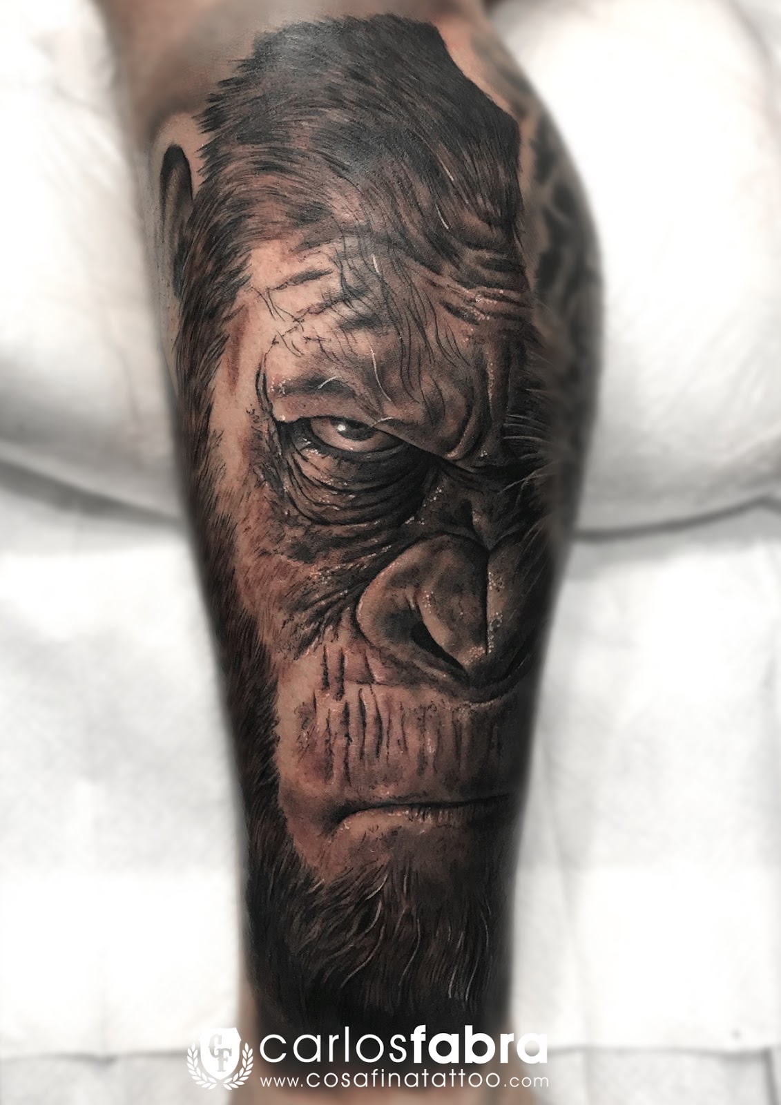 Full color realistic portrait of Caesar from Dawn of the Planet of the Apes  tattoo by Evan Olin  Tattoos