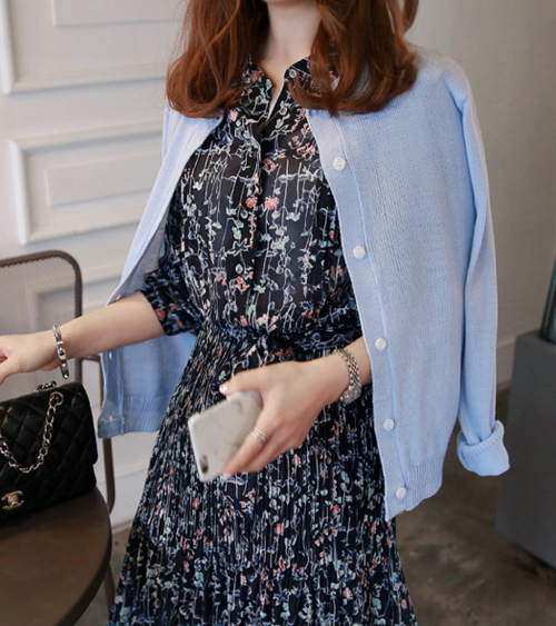 Koton Mädchen Strickcardigan - Basic V-Ausschnitt Mit Knopfverschluss In Lila