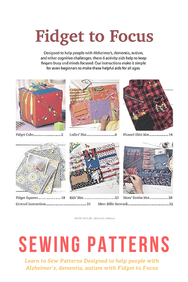 Sewing patterns for fidget mats for Alzheimer's Dementia and autism