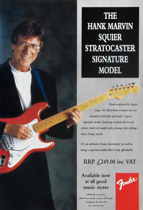 Advert for Squier Hank Marvin Strat