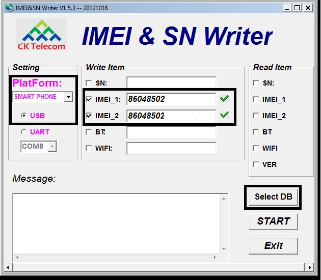 Imei & SN Writer Setting
