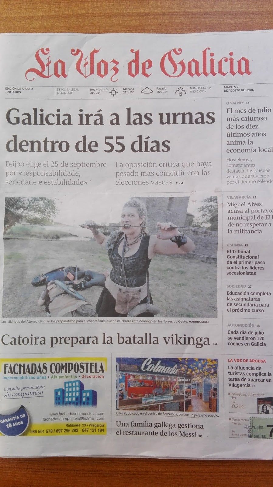 ODINÁRVICA LA VOZ DE GALICIA 02/08/2016