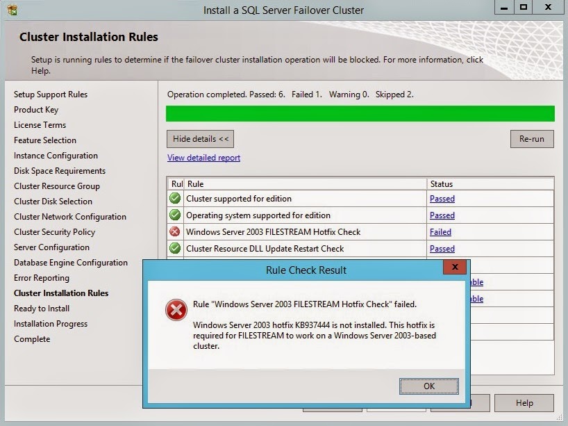 error de configuración de Windows Server 03 Service Pack 2