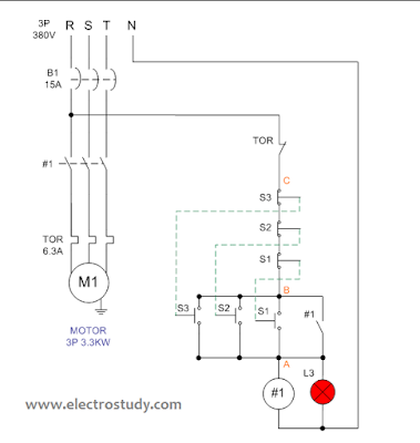 wiring_motor_3_phase_3.3kw_with_3_switch_bsh_222