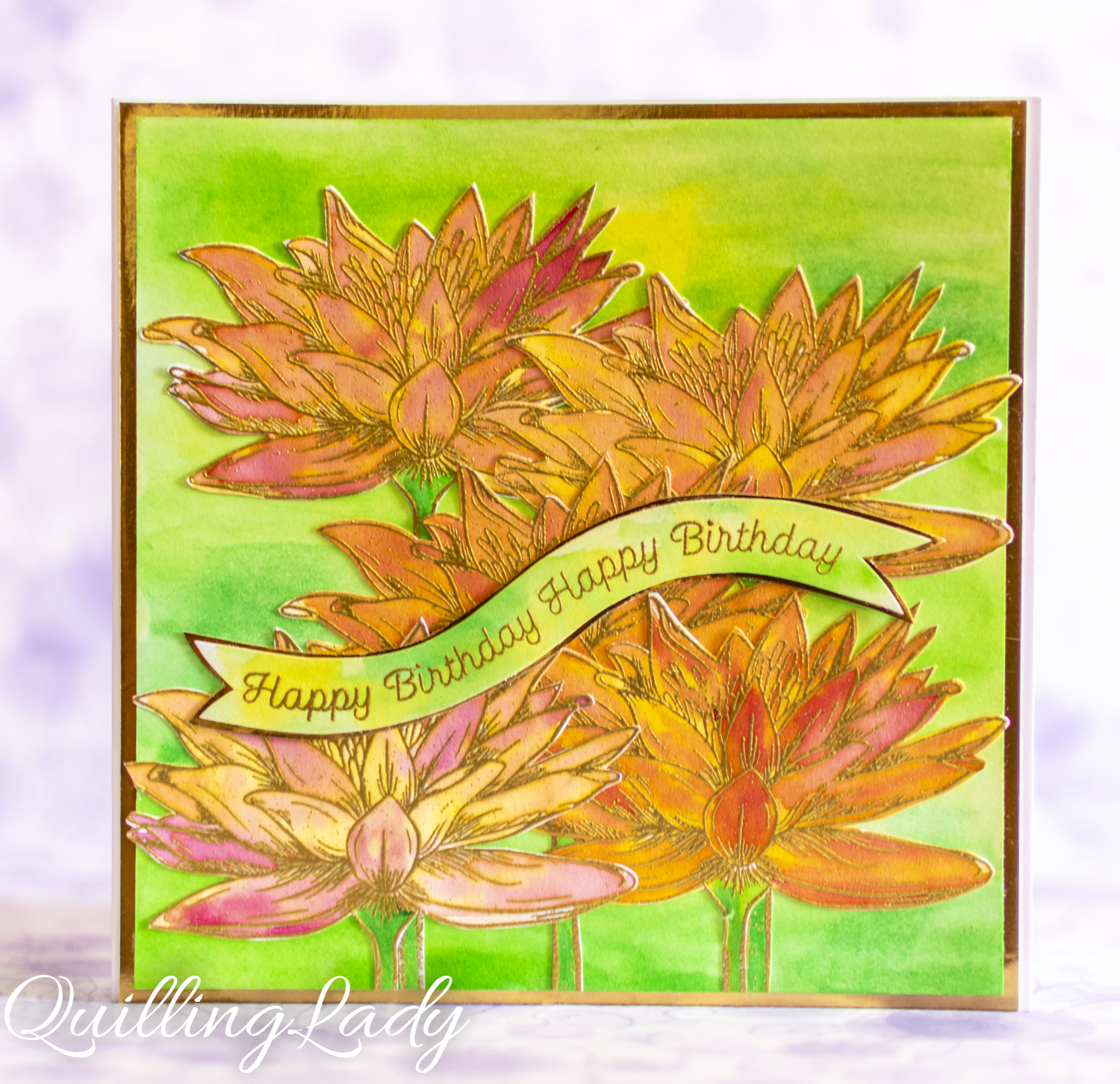 Quilling Lady Birthday card in Sri Lankan colours