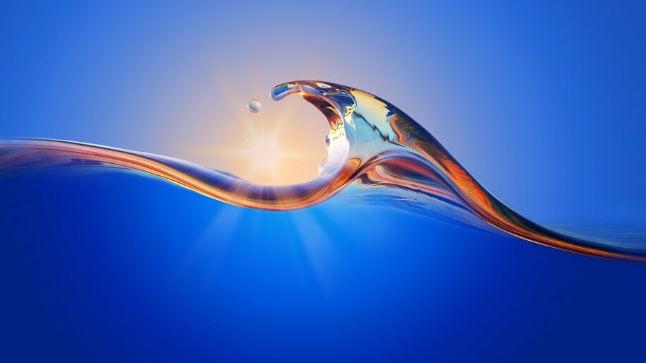 Sun, Water, Wave, Digital Art, 4K, #4.294