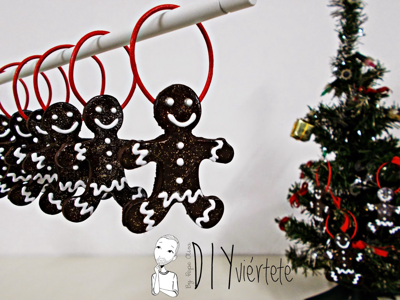 DIY-adorno navideño-ideas decoración-pasta de modelar-porcelana fria-fimo-arcilla polimérica-galleta-muñeco jengibre-Navidad- (1)