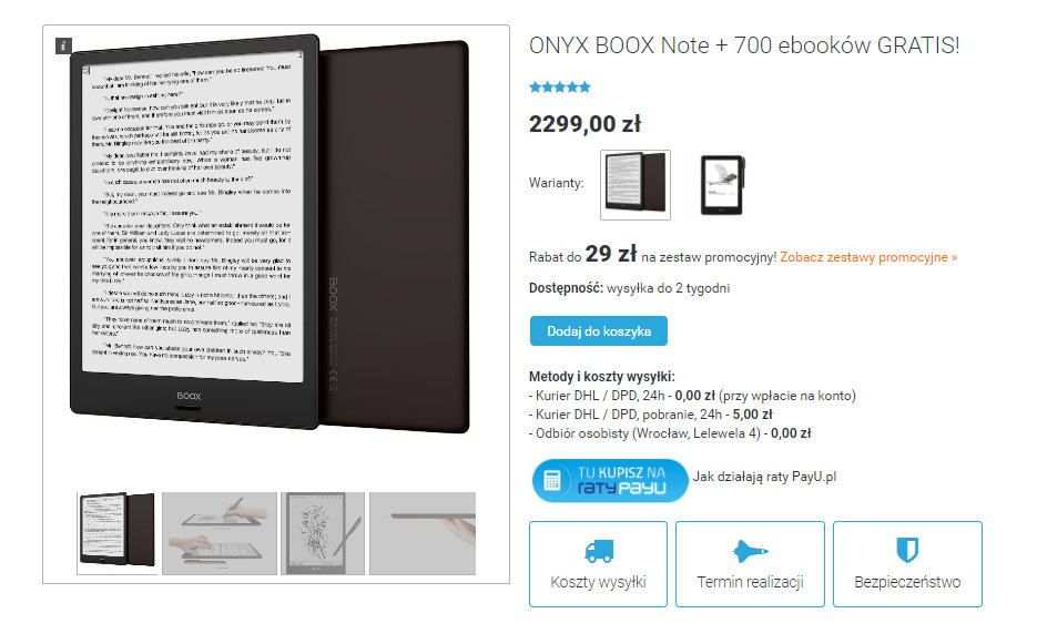 Onyx Boox Note na czytio.pl