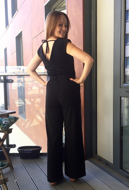 Diary of a Chain Stitcher: Closet Case Files Sallie Jumpsuit in Black Cotton Spandex from Girl Charlee