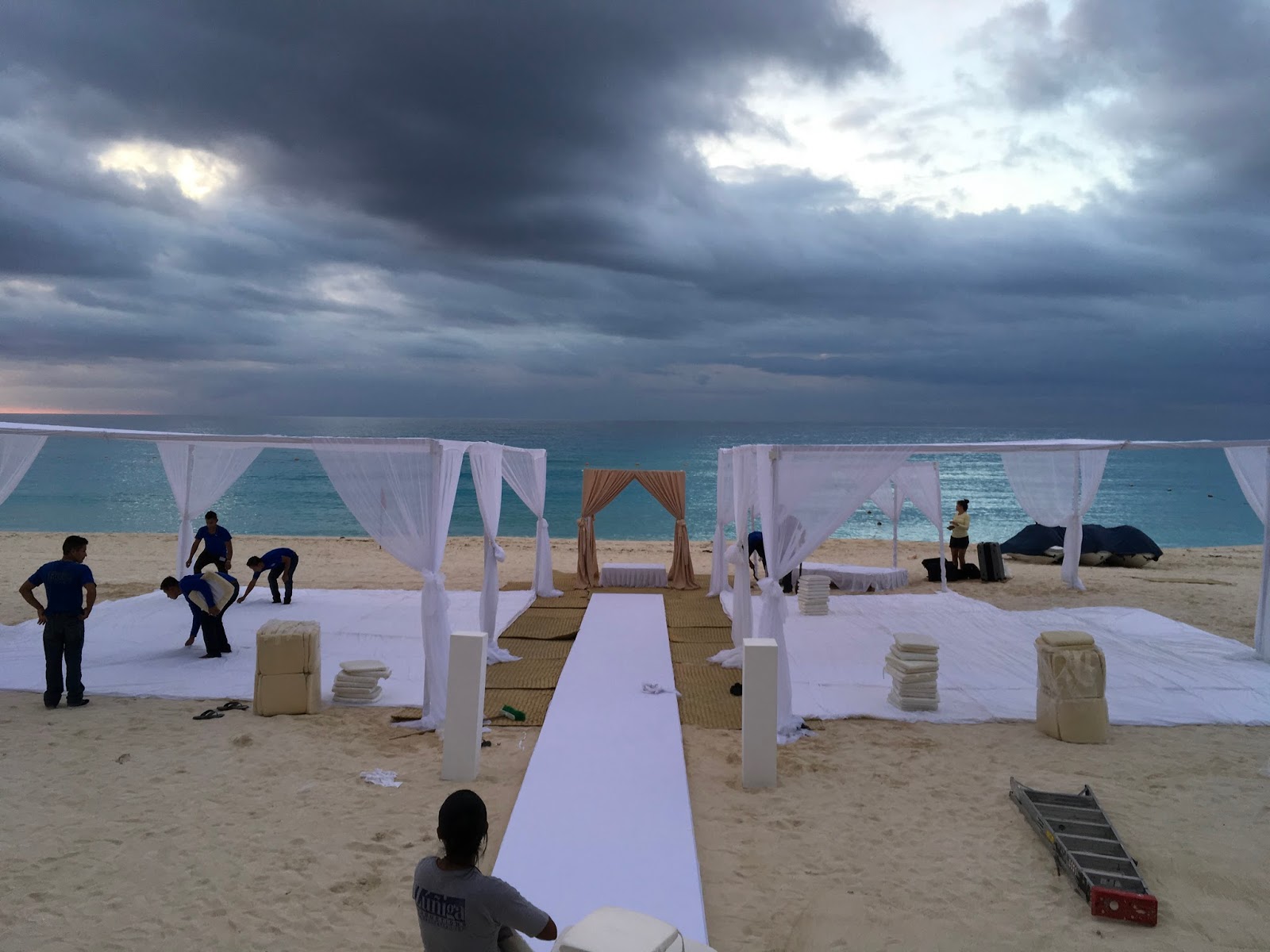 Setting Up For A Sikh Wedding Ceremony On The Beach At Hard Rock