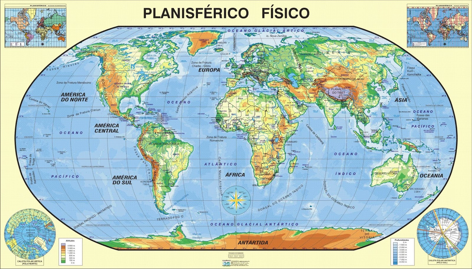 Planisfério Físico | Mapa Mundi