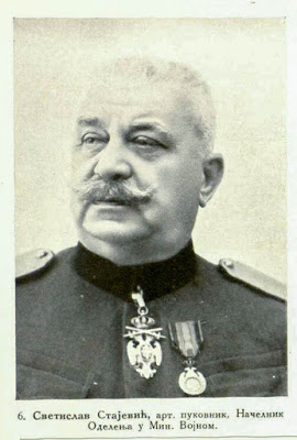 Svetislav Stajević, Colonel of Artillery, Chief of the Artillery section of the Ministry of war