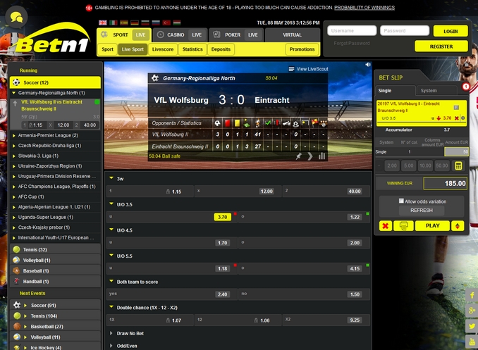 Betn1 Live Betting Screen