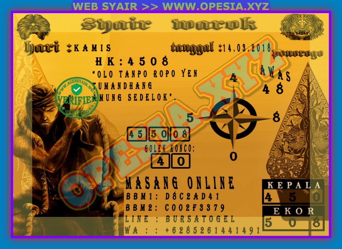 Kode Syair HK Kamis 14 Maret 2019 GOsyair SEDIA KODE