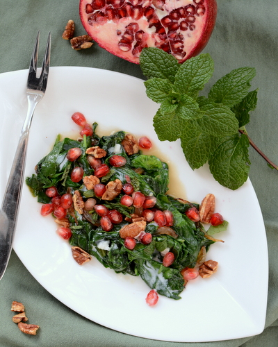 Red & Green Warm Spinach Salad, another simple but special salad ♥ AVeggieVenture.com.