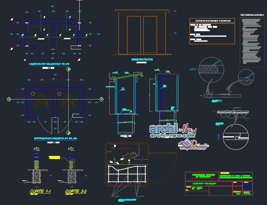 Classrooms School project in AutoCAD Archinew Free Dwg file Blocks