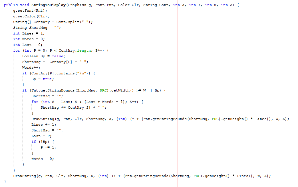 DatAssKyle Developer Java Drawing strings to screen as multiple lines