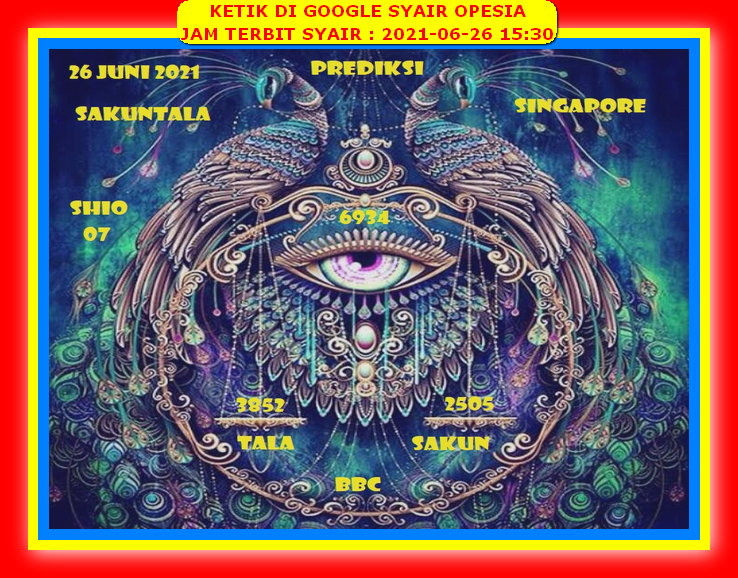 Syair Sgp Hari Ini Sabtu 26 Juni 2021 Opesia Official