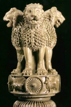  lion statue of a pillar of King Asoka in Sarnath, 250 B.C.