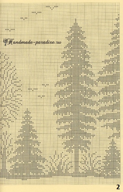 Лес. Филейные шторы крючком и вышивка (2)