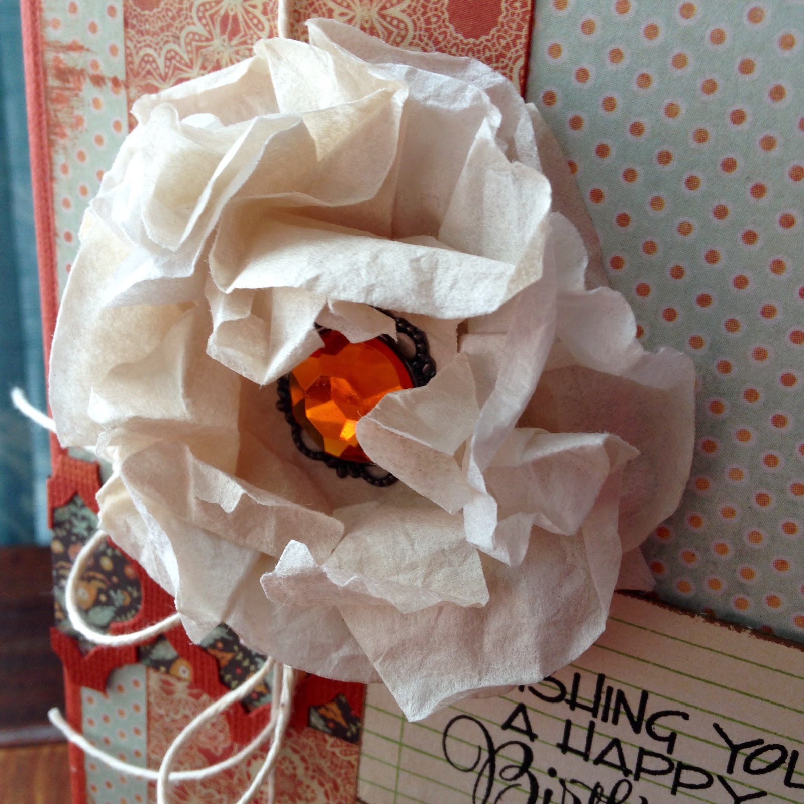 SewPaperPaint Coffee Filter Flower Verve Stamped Birthday Card