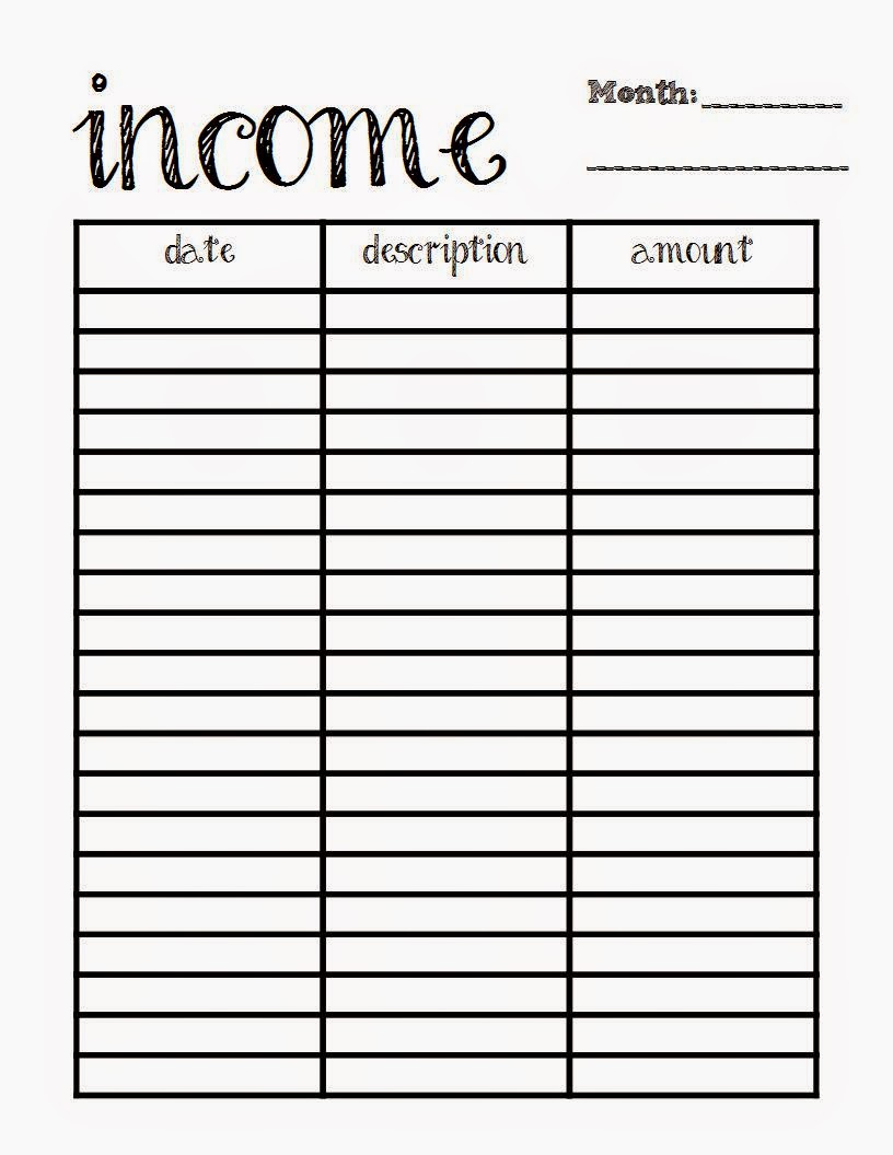 Free Income Tracker Printable