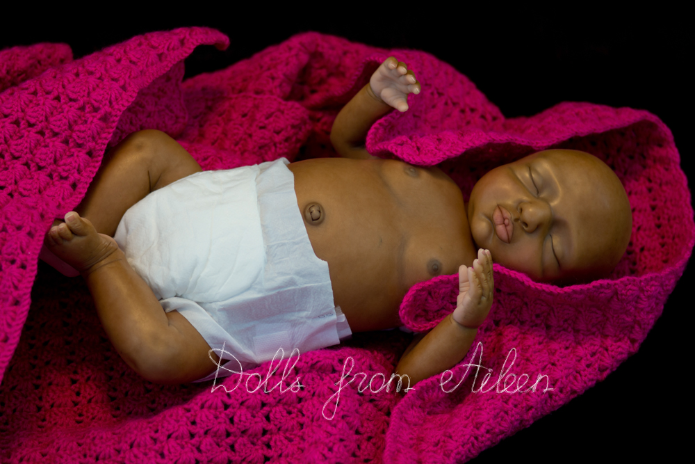 OOAK Hand Sculpted Sleeping Indian Baby Girl Doll With Belly Plate