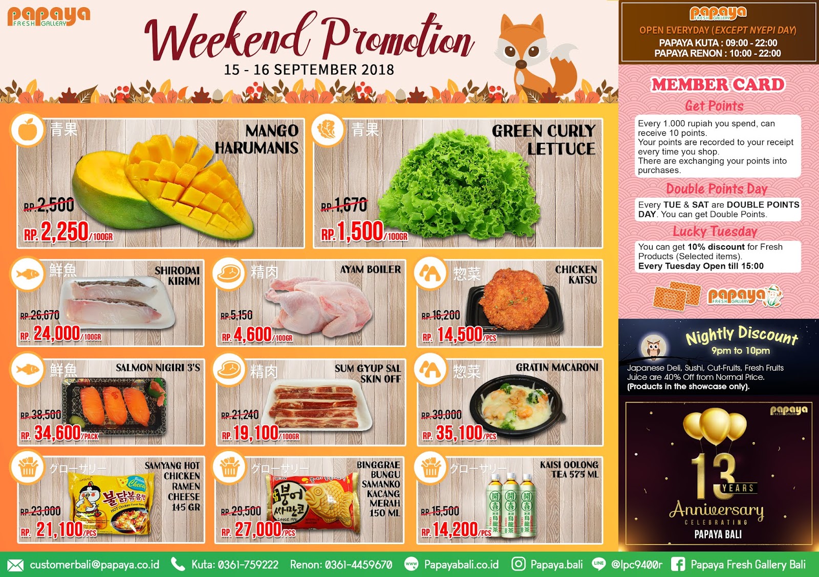 Papaya Bali Weekend Promotion 15 16 September 2018 PAPAYA FRESH