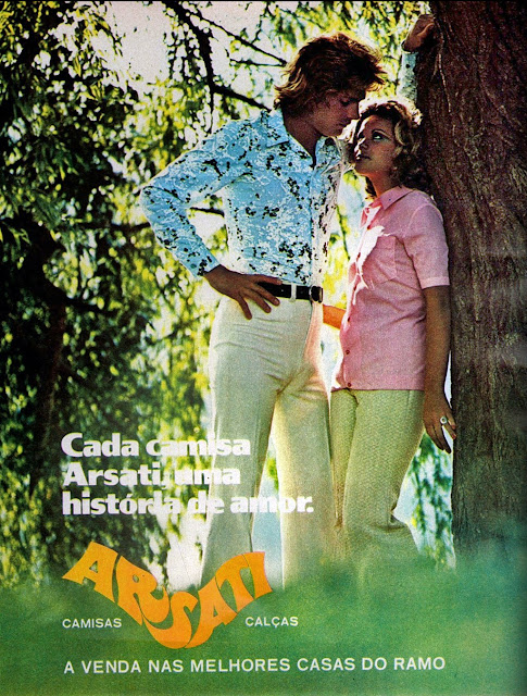 Propaganda da Arsati com suas calças e camisas para o começo dos anos 70.