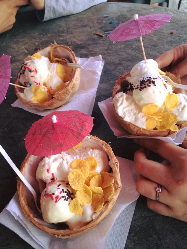 Coconut Ice Cream and Ziplock Milk Tea at Tusan Beach, Bekenu Miri