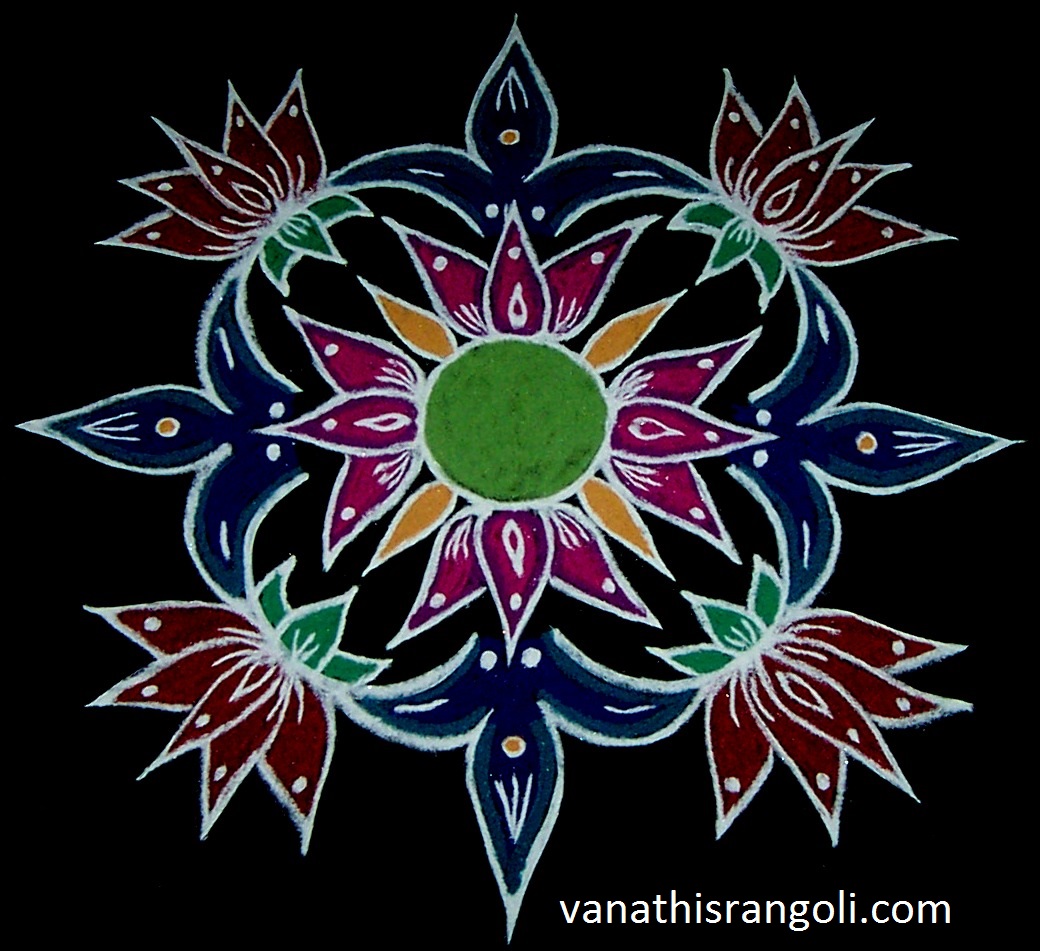 Vanathi's Rangoli / Kolangal Beautiful Lotus Rangoli