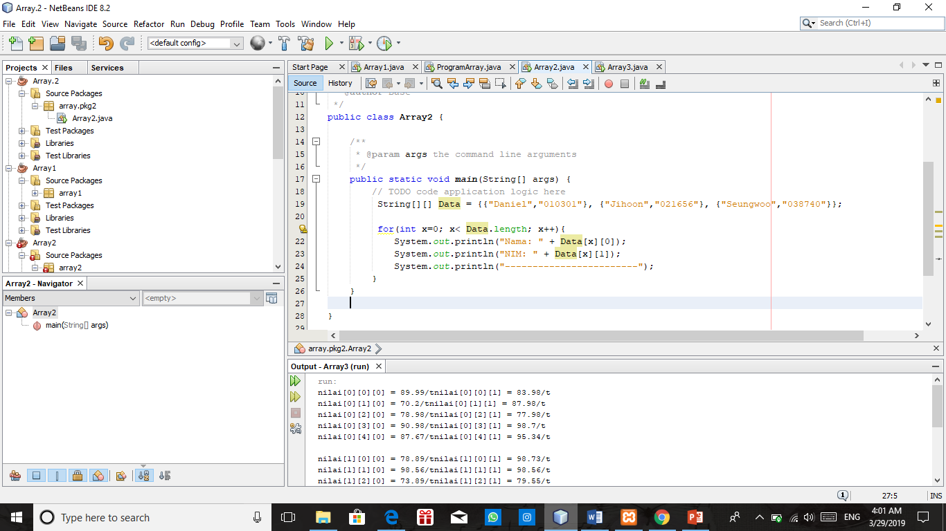 qilaworld: the application of Array in Java
