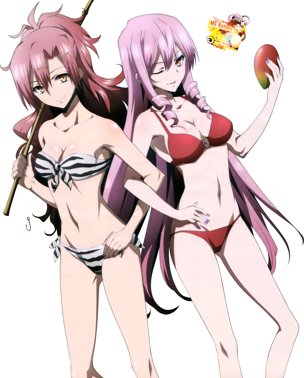 Akuma No Riddle Inukai Isuke And Sagae Haruki Render 2 Ecchi Bikini