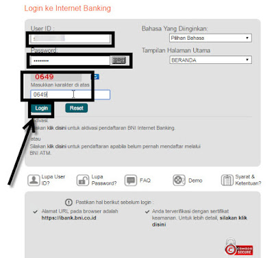 cara transfer rekening bank BNI internet banking