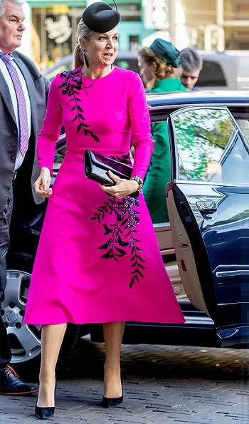 Queen Maxima wore Oscar De La Renta pink midi dress