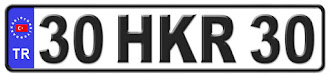 Hakkari il isminin kısaltma harflerinden oluşan 30 HKR 30 kodlu Hakkari plaka örneği