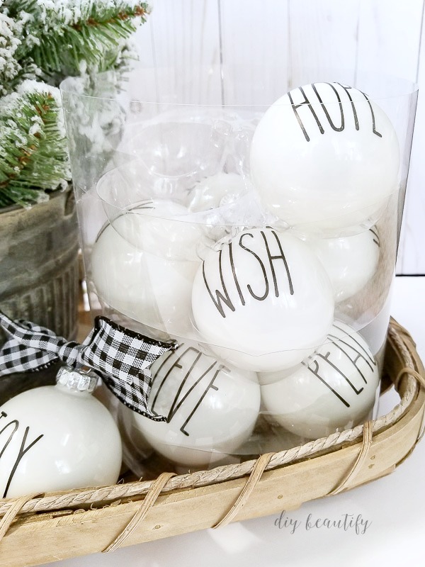 Rae Dunn Inspired Christmas Ornaments DIY beautify